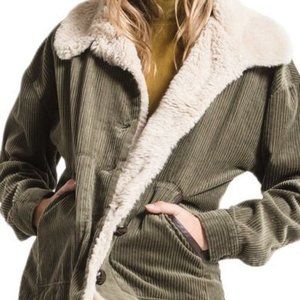 White Crow McNeal Corduroy Sherpa Jacket in Dusty Olive (M)